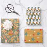 Festive Gingerbread, Snowman & Stars Christmas Wrapping Paper Sheet<br><div class="desc">Wrap your gifts with this gorgeous festive christmas wrapping paper!</div>