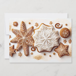 Festive Gingerbread with Cinnamon Snowflakes Holiday Card