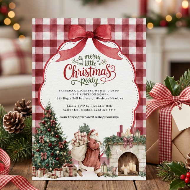 Festive Gingham Christmas Party  Invitation (Creator Uploaded)