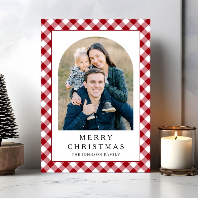 Festive Gingham Photo Christmas Holiday Card (Festive Gingham Photo Christmas Holiday Card)