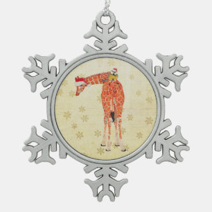 Festive Giraffe & Little Bird Ornament