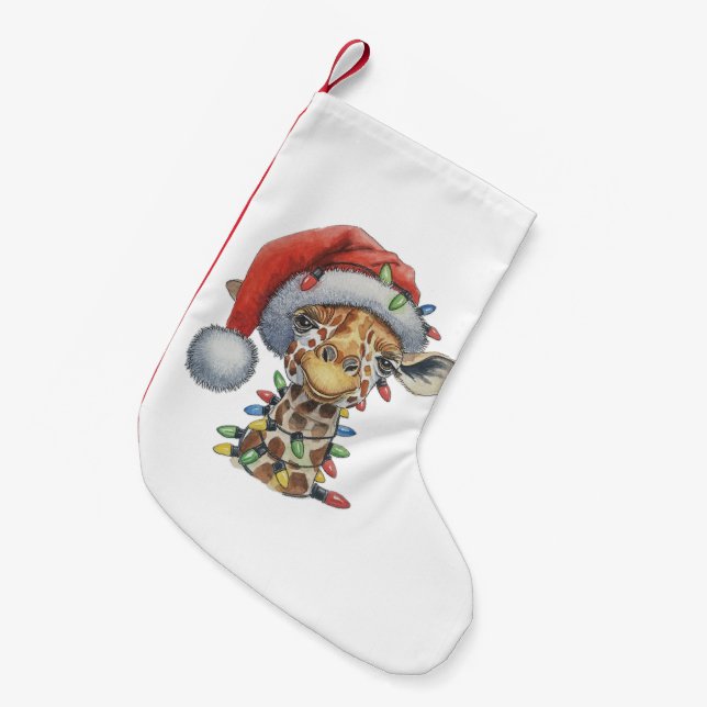 Festive Giraffe Small Christmas Stocking (Front (Hanging))