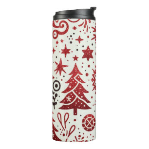 Festive Glitter Christmas Thermal Tumbler