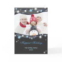 Festive Glittering Lights Christmas Family Photo