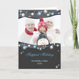 Festive Glittering Lights Christmas Family Photo Holiday Card