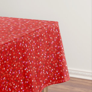 Festive Glittering Red Confetti Pattern Tablecloth