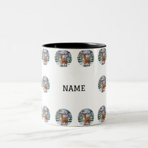 Festive Glow: Reindeer in a Winter Wonderland 5 Two-Tone Coffee Mug