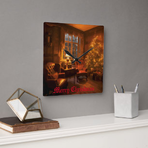 Festive Glow Square Wall Clock