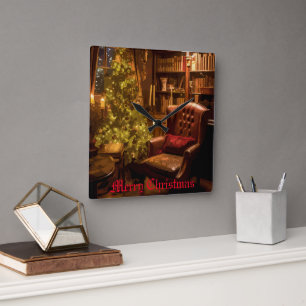 Festive Glow Square Wall Clock