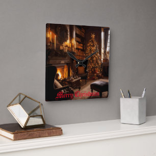 Festive Glow Square Wall Clock