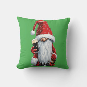 Festive Gnome Holding A Glass Of‎ Irish Dry Stout Cushion