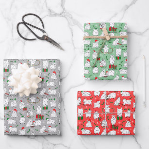 Festive Goats at Christmas Wrapping Paper Sheet