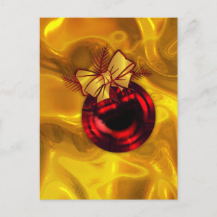 Festive Gold and Red Bauble Christmas Holiday Postcard