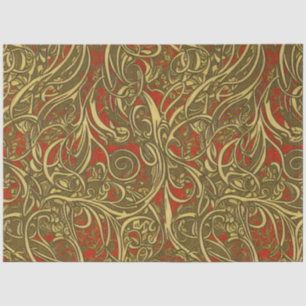 Festive Gold and Red Ornate Celtic Swirling Tissue Paper