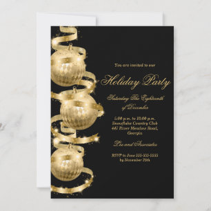 Festive Gold Bauble Christmas Party Invitation