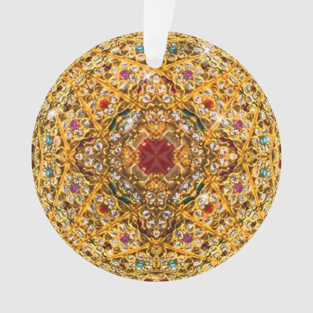 Festive Gold Bead Bling Ornament (Front)