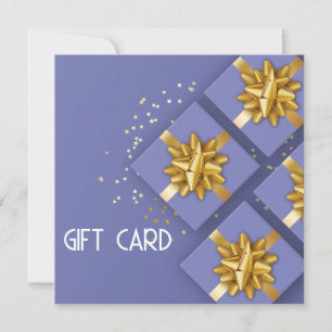 Festive Gold Bow Modern Blue Gift Box Gift Card