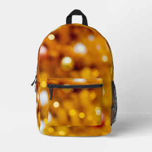 Festive Gold Christmas Bokeh Background Printed Backpack