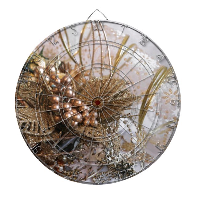 Festive Gold Christmas Dartboard (Front)