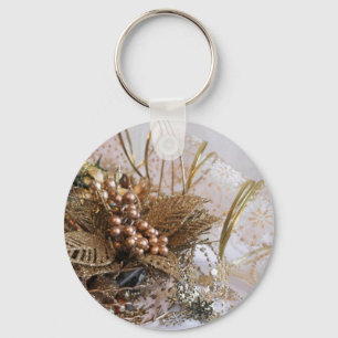Festive Gold Christmas Key Ring