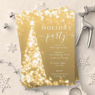 Festive Gold Christmas Tree Company Holiday Party  Invitation