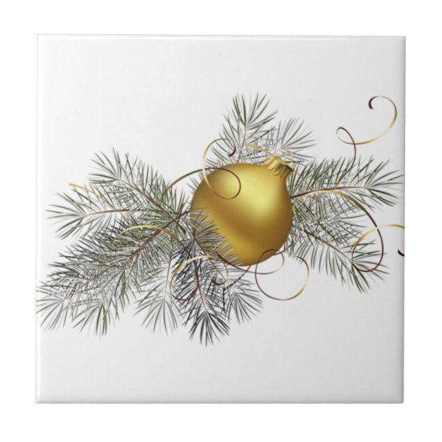 Festive Gold Decoration Ceramic Tile (Front)