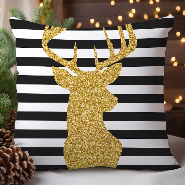 Festive Gold Glitter Deer Christmas Cushion (Creator Uploaded)