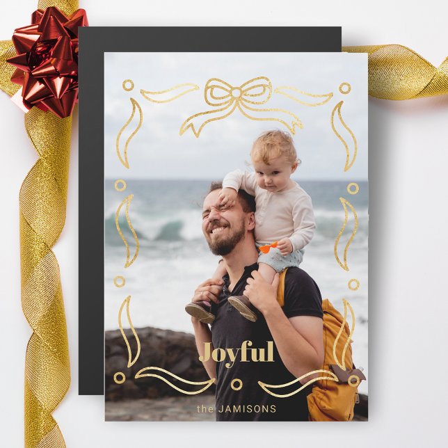 Festive Gold Line Drawn Ribbon Frame 1-Photo (Creator Uploaded)