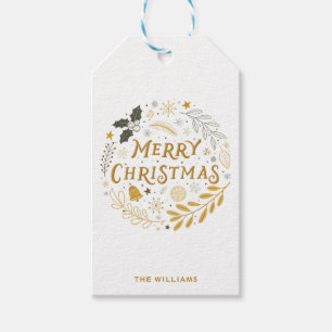 Festive Gold Merry Christmas Gift Tags