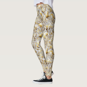 Festive gold mixed tiled pattern New Years  Leggings