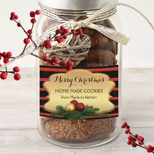 Festive Gold Striped Christmas Food Label