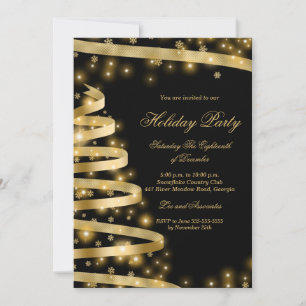 Festive Gold Tree Christmas Party Invitation