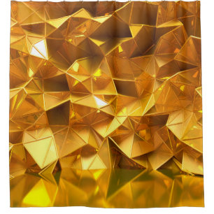 Festive golden background with triangles, bathroom shower curtain