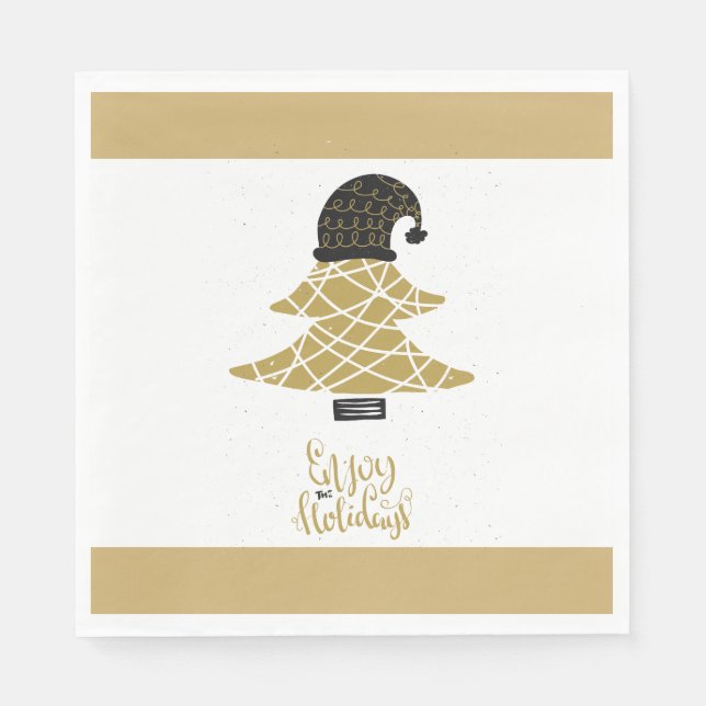 Festive Golden Holiday Fun Napkin (Front)