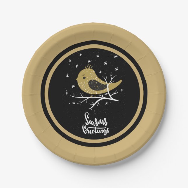 Festive Golden Holiday Fun Paper Plate (Front)