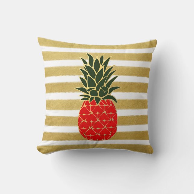 Festive Golden Holiday Pineapple Cushion (Front)