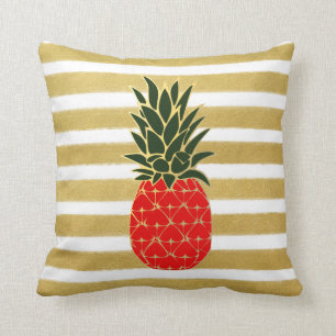 Festive Golden Holiday Pineapple Cushion