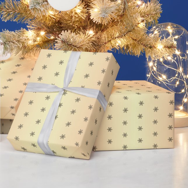 Festive Golden Metallic Snowflake Christmas  Wrapping Paper (Holidays)