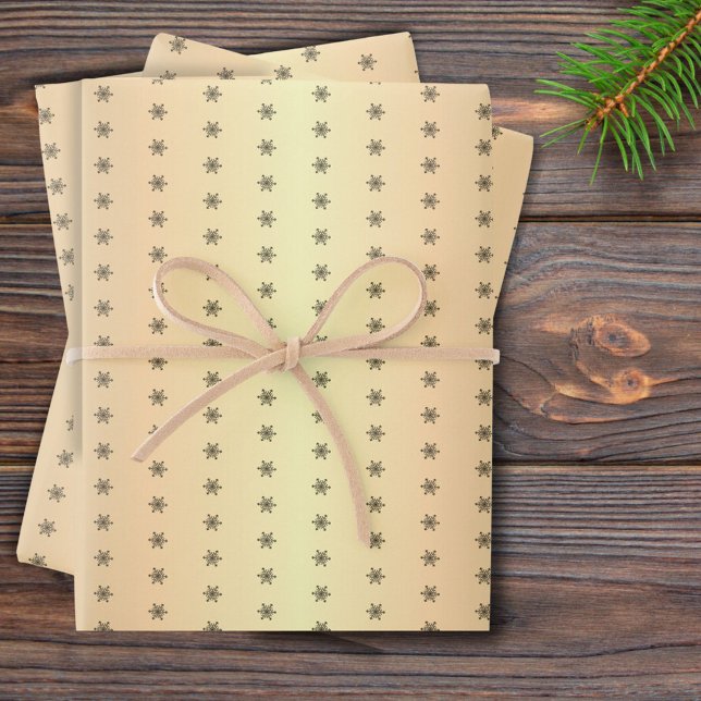 Festive Golden Metallic Snowflake Christmas Wrapping Paper Sheet (Creator Uploaded)