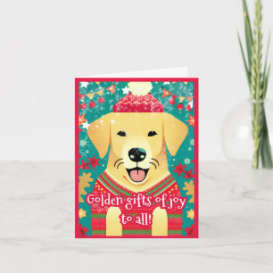 Festive Golden Retriever Ugly Christmas Sweater Holiday Card