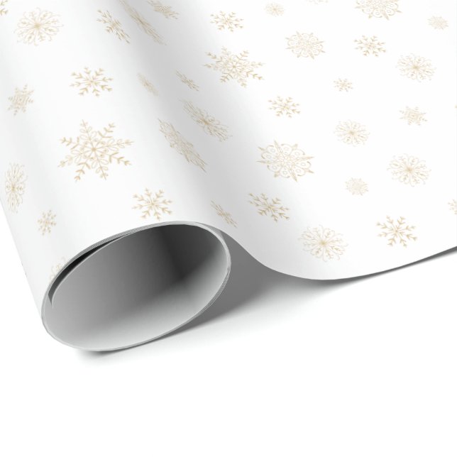 Festive Golden Snowflake Pattern Wrapping Paper (Roll Corner)