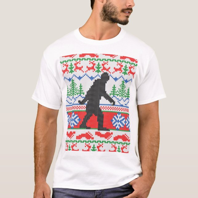 Festive Gone Squatchin Ugly Christmas Sweater Knit (Front)