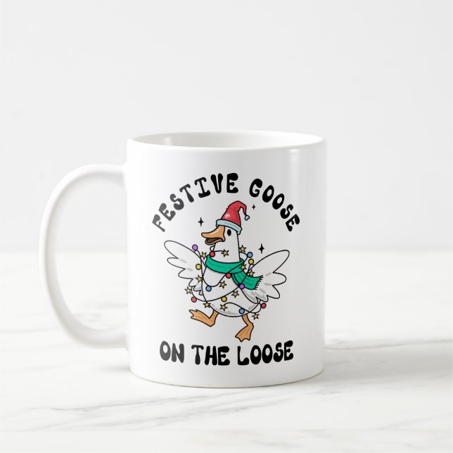  Festive Goose on the Loose Christmas Coffee Mug (Left)