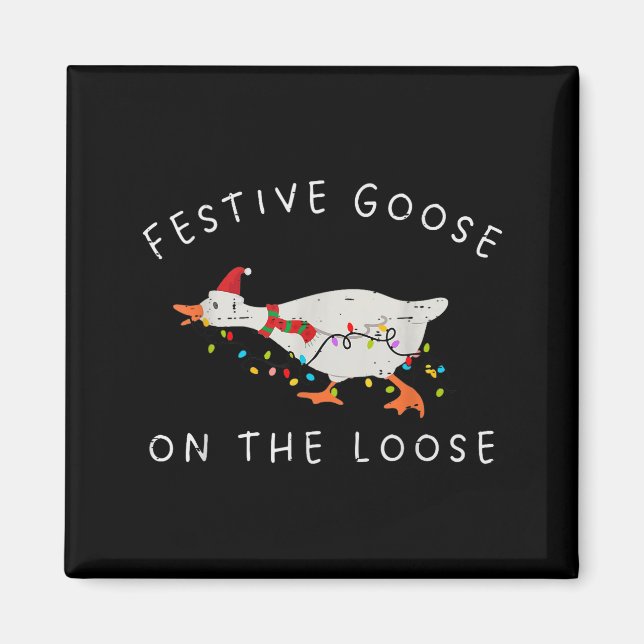 Festive Goose On The Loose Christmas Duck Light Xm Magnet (Front)