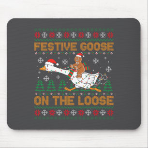 Festive Goose On The Loose Funny Gingerbread Ugly  Mouse Pad