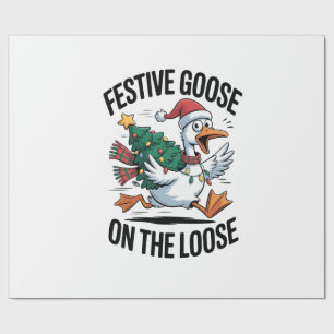 Festive Goose on the Loose Funny Goose Wrapping Paper