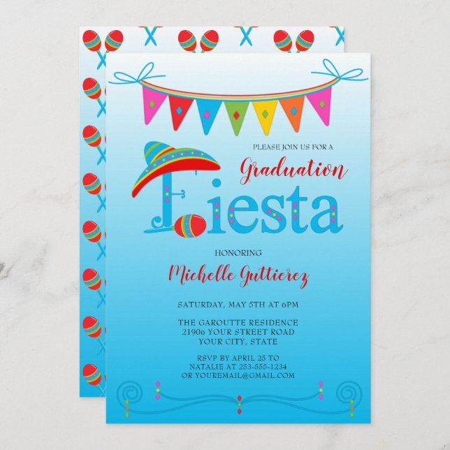 Festive Graduation Fiesta Invitation (Front/Back)