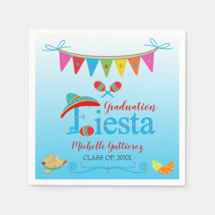 Festive Graduation Fiesta Personalised Blue Ombre Napkin