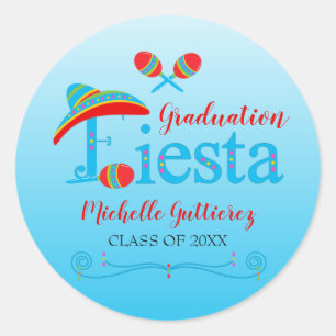 Festive Graduation Fiesta Personalised Classic Round Sticker