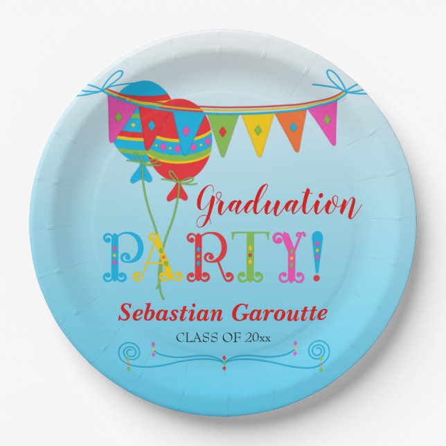 Festive Graduation Party Paper Plate (Front)